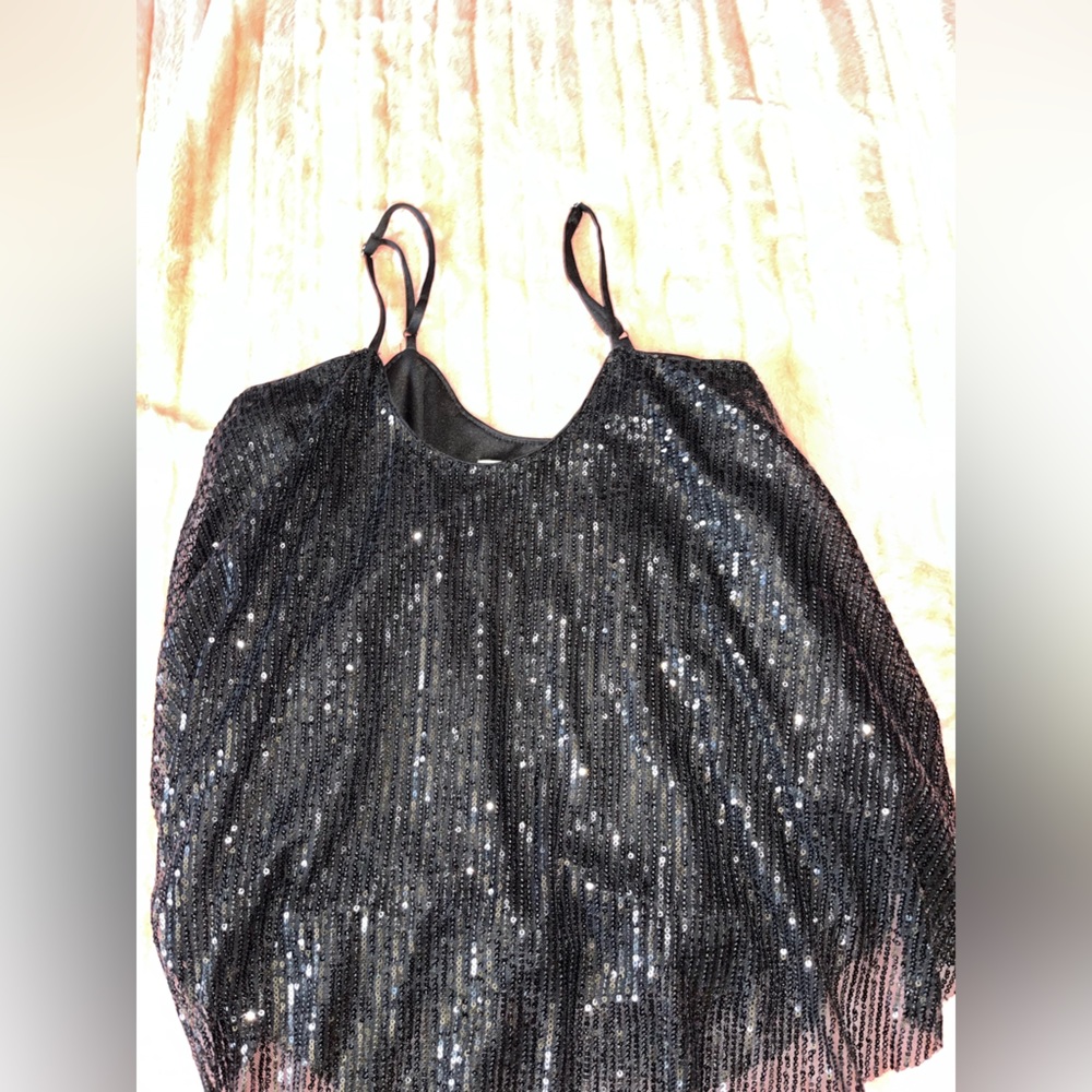Flowy black sequin tank top